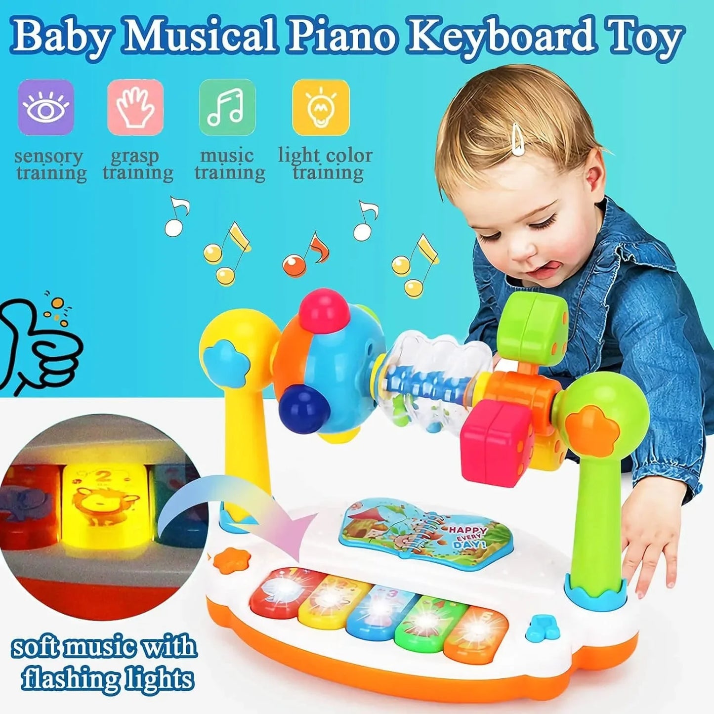Baby Rotating Piano Keyboard with Light Sound