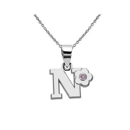 My Shape Initials Flower Letter Name Necklace for Girls Children's Alloy Crystal Flower A-Z Alphabet Pendant Chain Kids Jewelry