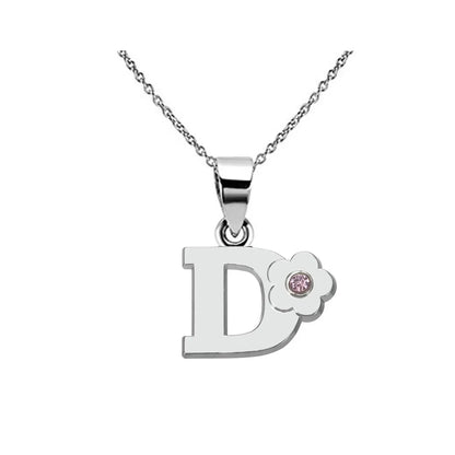 My Shape Initials Flower Letter Name Necklace for Girls Children's Alloy Crystal Flower A-Z Alphabet Pendant Chain Kids Jewelry