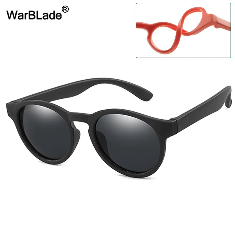 WarBlade Round Polarized Kids Sunglasses Silicone Flexible Safety Children Sun Glasses Fashion Boys Girls Shades Eyewear UV400