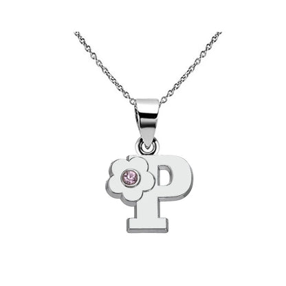 My Shape Initials Flower Letter Name Necklace for Girls Children's Alloy Crystal Flower A-Z Alphabet Pendant Chain Kids Jewelry