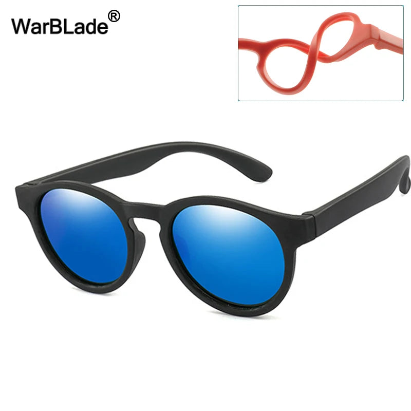 WarBlade Round Polarized Kids Sunglasses Silicone Flexible Safety Children Sun Glasses Fashion Boys Girls Shades Eyewear UV400