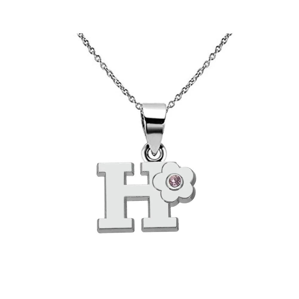 My Shape Initials Flower Letter Name Necklace for Girls Children's Alloy Crystal Flower A-Z Alphabet Pendant Chain Kids Jewelry