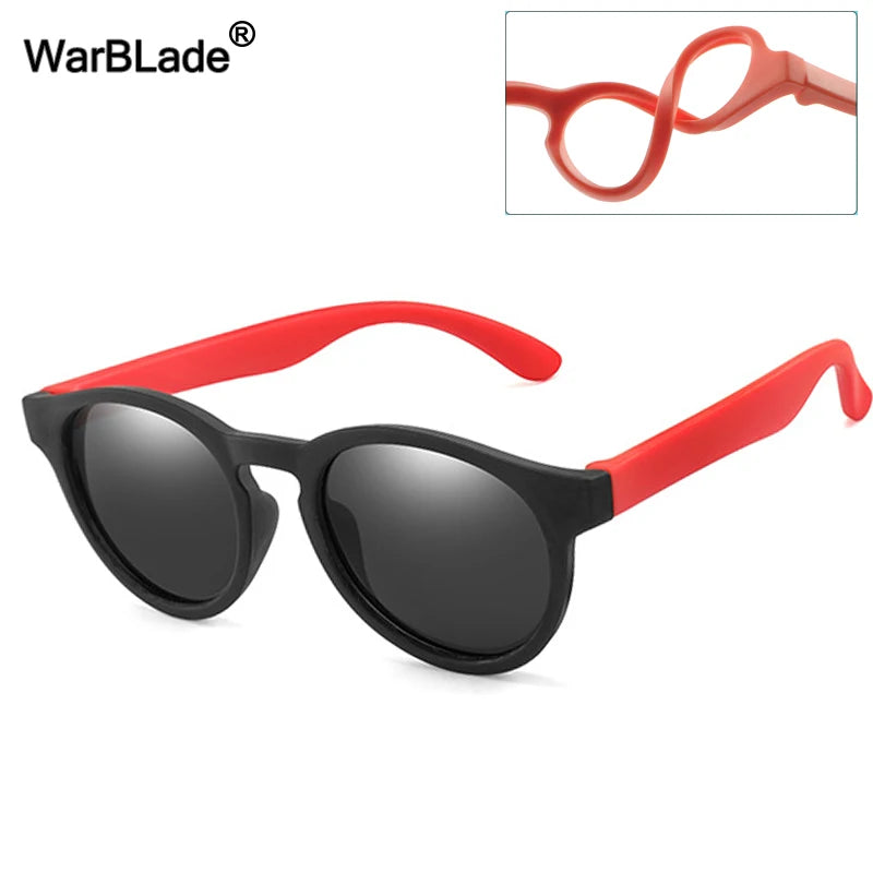 WarBlade Round Polarized Kids Sunglasses Silicone Flexible Safety Children Sun Glasses Fashion Boys Girls Shades Eyewear UV400