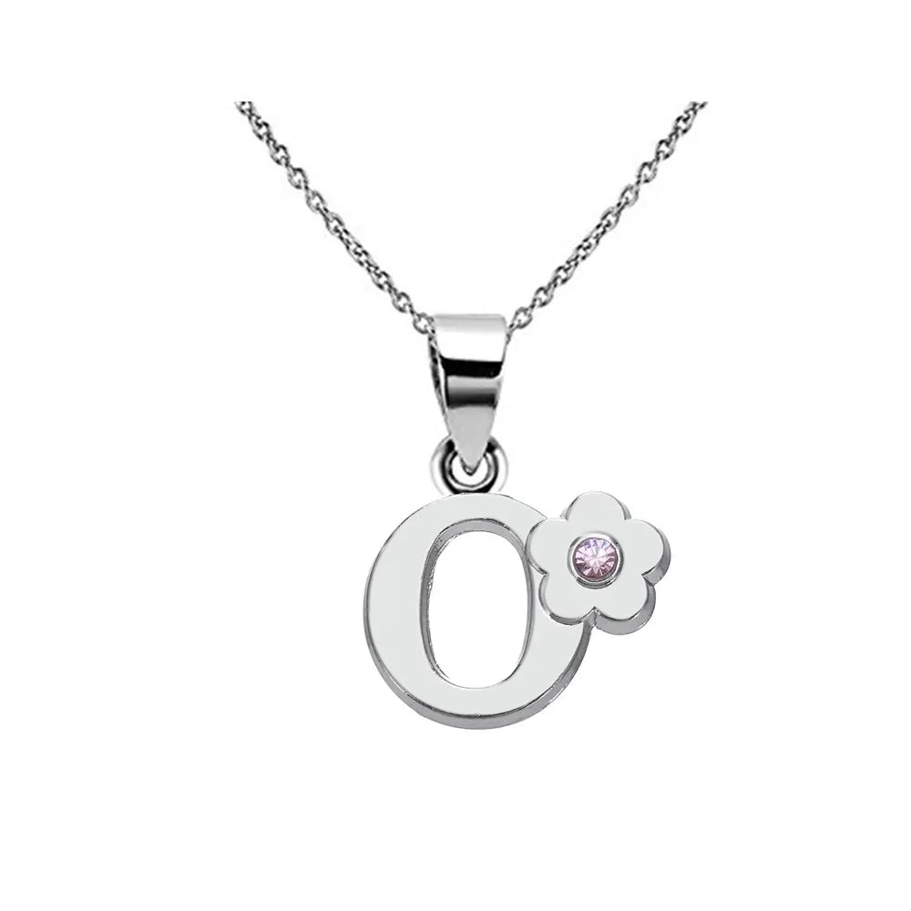 My Shape Initials Flower Letter Name Necklace for Girls Children's Alloy Crystal Flower A-Z Alphabet Pendant Chain Kids Jewelry