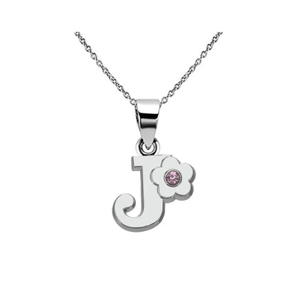 My Shape Initials Flower Letter Name Necklace for Girls Children's Alloy Crystal Flower A-Z Alphabet Pendant Chain Kids Jewelry