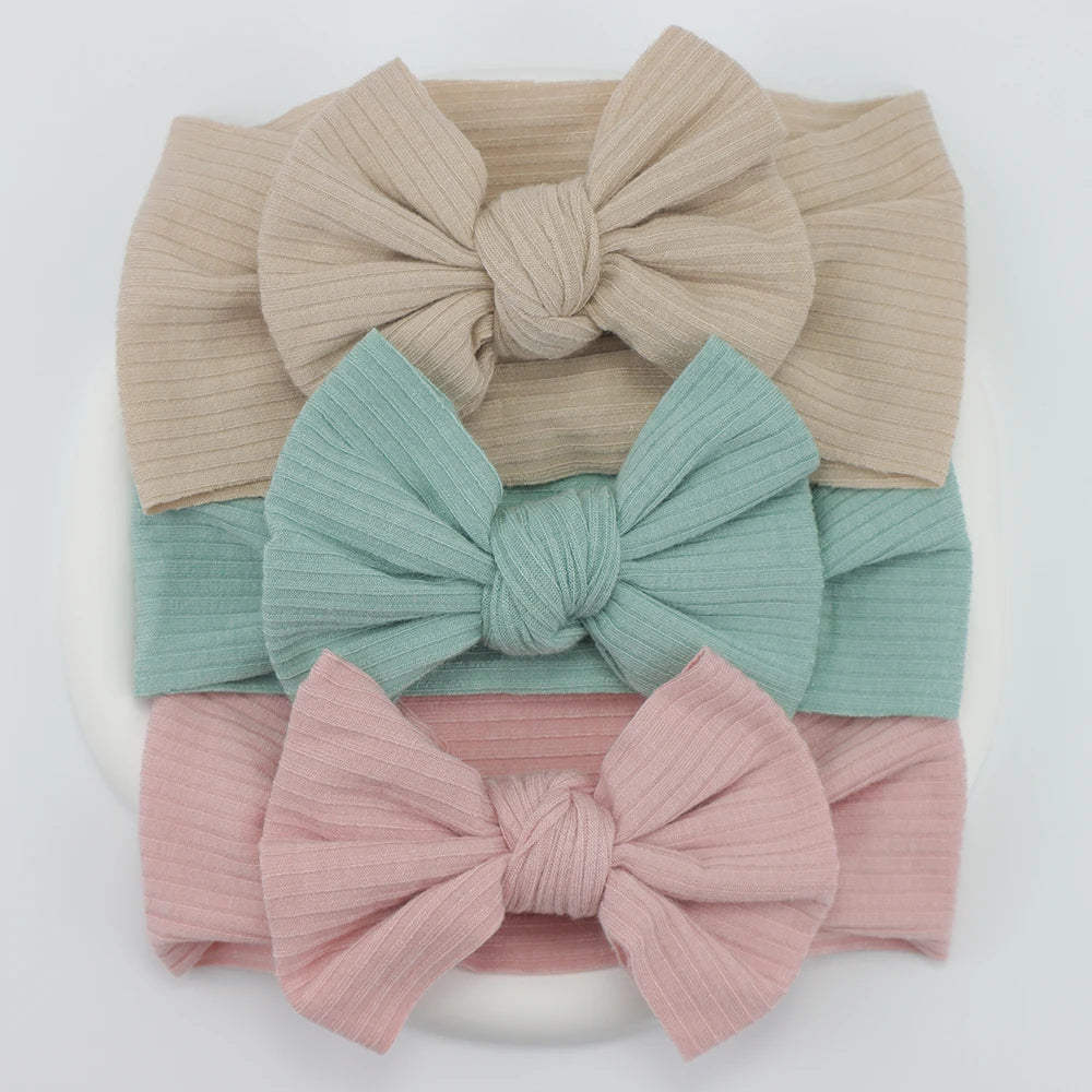 3Pcs/Lot Knit Baby Headband Bow Newborn Elastic Soft Nylon Headbands For Baby Girl Turban Infant Hair Accessories Kids Headwear