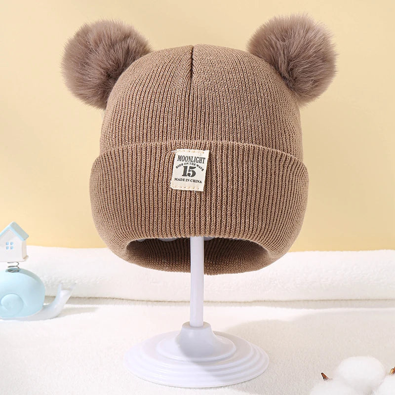 Baby Warm Knitted Hats With Pom