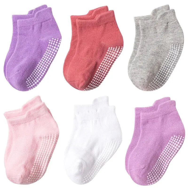 6Pairs Cotton Anti-Slip Socks