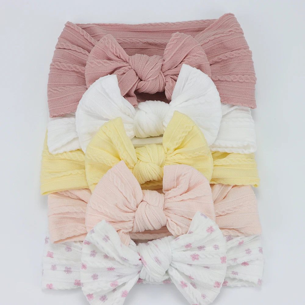 5Pcs Baby Bows Headbands Lot Elastic Knit Newborn Baby Girl Headband Set Children Turban Kids Hair Bands Baby Hair Accessories