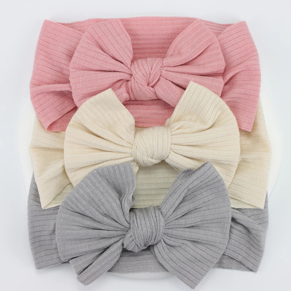 3Pcs/Lot Knit Baby Headband Bow Newborn Elastic Soft Nylon Headbands For Baby Girl Turban Infant Hair Accessories Kids Headwear