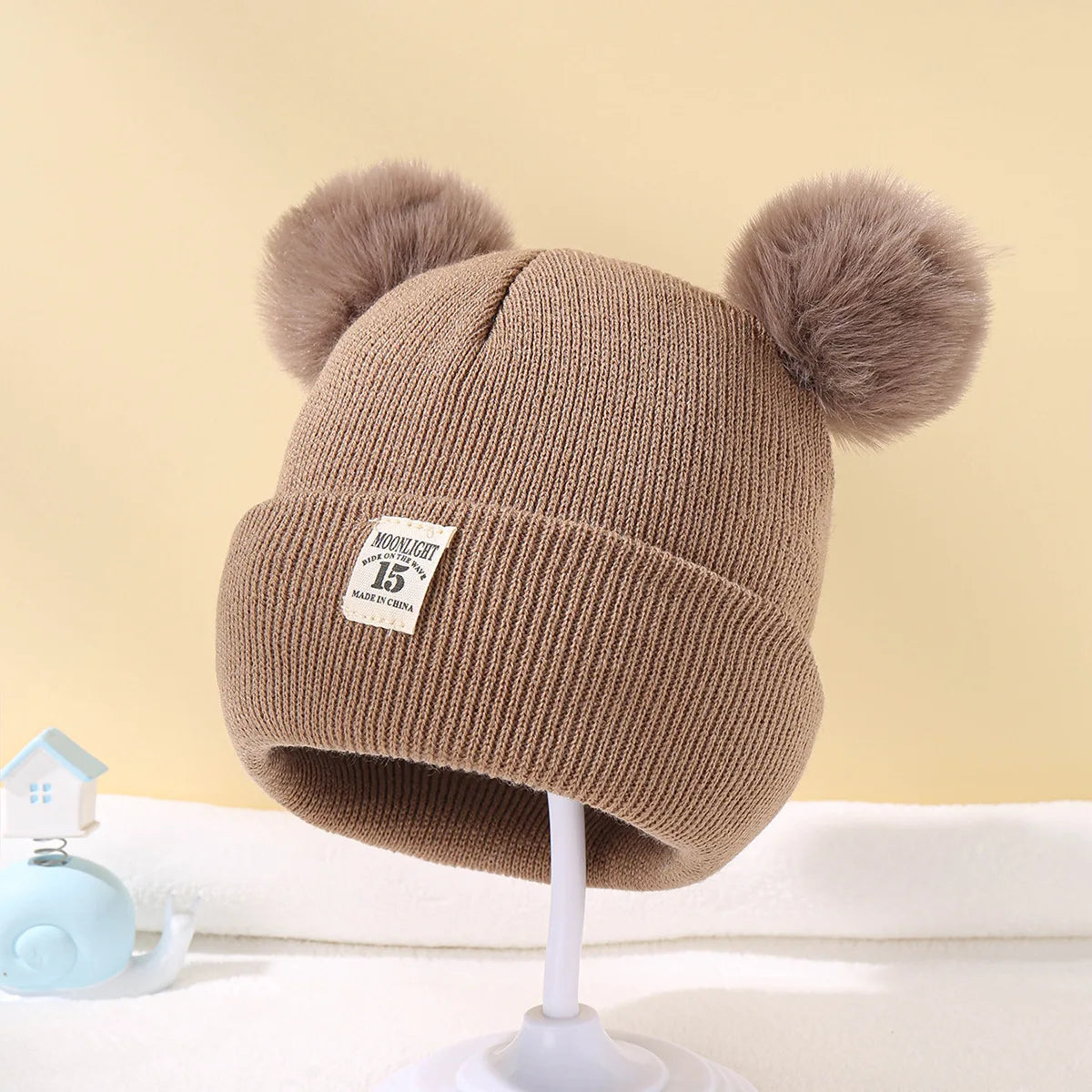 Baby Warm Knitted Hats With Pom