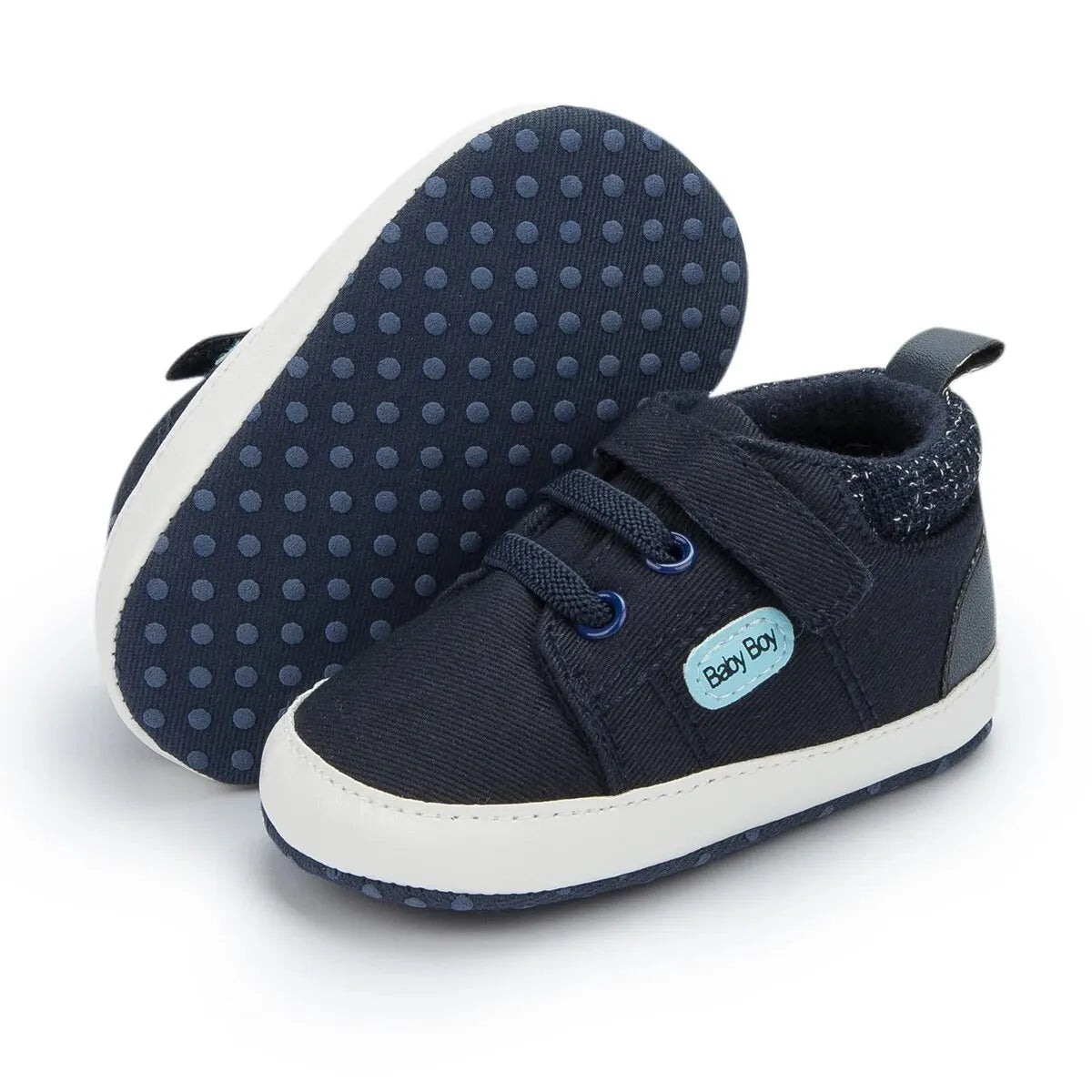 Meckior Baby Casual Canvas Sneakers High Gang Sports Baby Boys Girls Shoes Anti-slip Soft Sole First Walkers Crib Casual Shoes