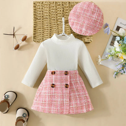 Toddler Ribbed Top & Houndstooth Mini Skirt