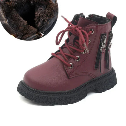 2024 Spring Autumn Winter Ankle Boots Light Girl Platform Shoes Burgundy Beige Black Boys Short Boots Super Cozy Shoes