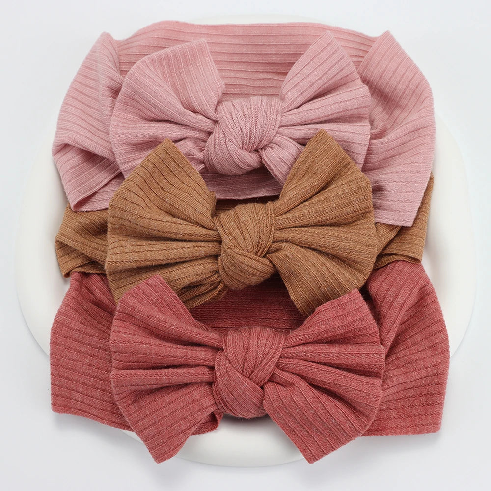 3Pcs/Lot Knit Baby Headband Bow Newborn Elastic Soft Nylon Headbands For Baby Girl Turban Infant Hair Accessories Kids Headwear