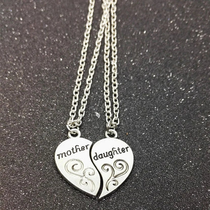 2pcs Antique Silver-plated Necklace Fashionable Mother Beautiful Daughter Combination For Love Parent Child Style Jewelry