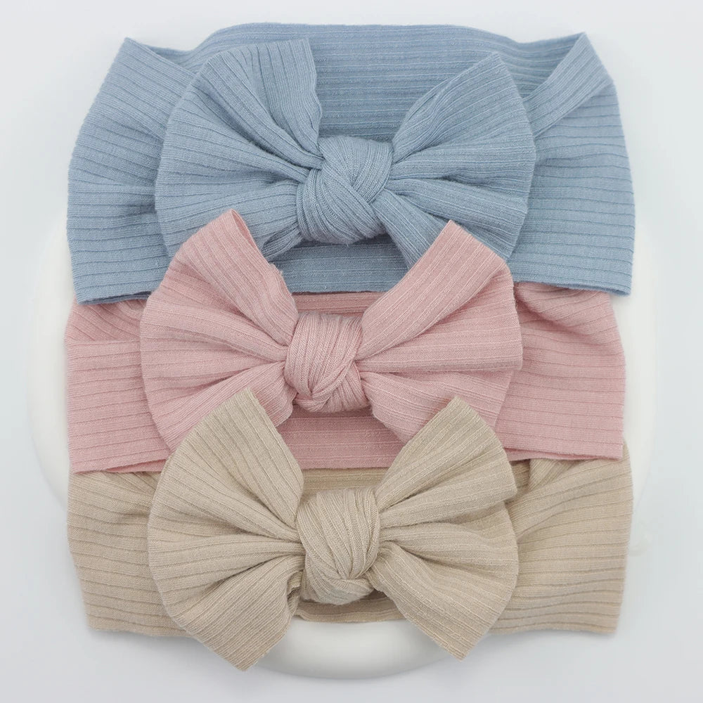 3Pcs/Lot Knit Baby Headband Bow Newborn Elastic Soft Nylon Headbands For Baby Girl Turban Infant Hair Accessories Kids Headwear