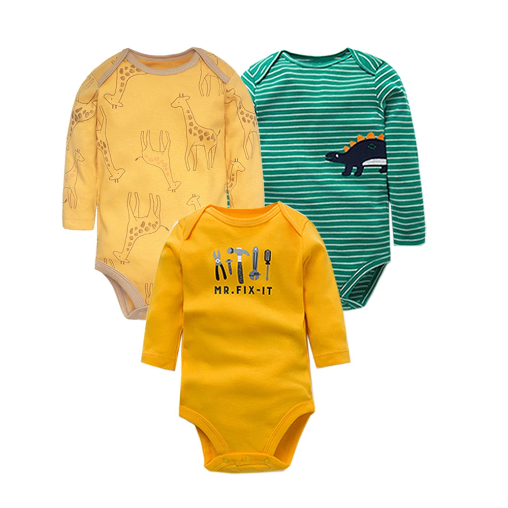 3-5 PCS/LOT Soft Cotton Baby Bodysuits Long Sleeve Newborn Baby Clothing Set Christmas Baby Girls Boys Clothes Infant Jumpsuit