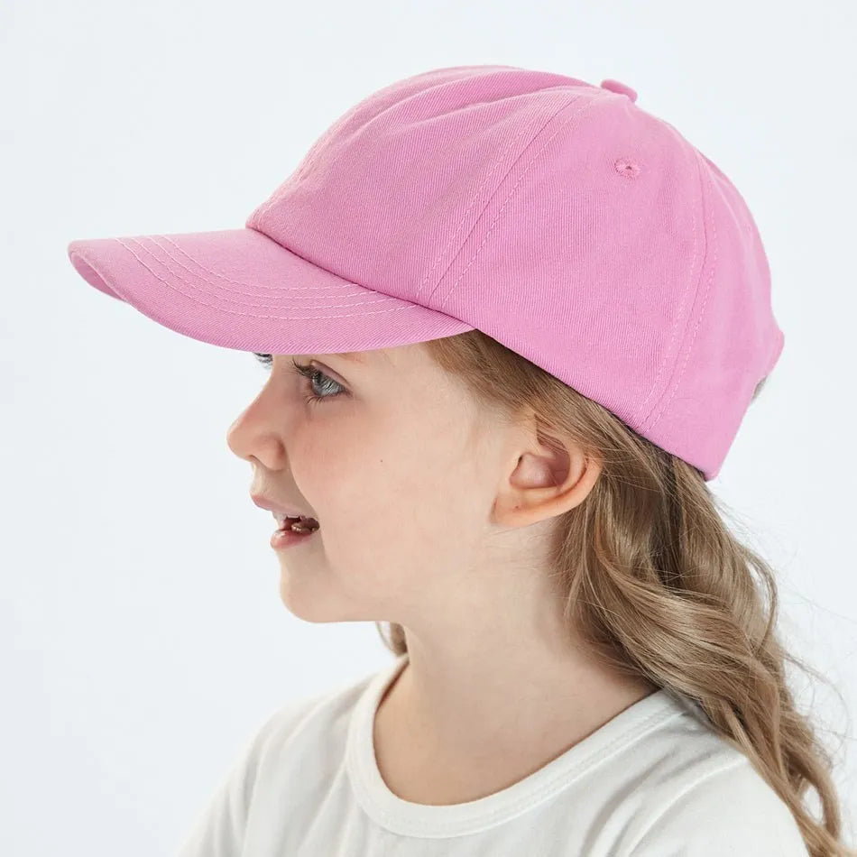 Kids Caps Children Solid Color Cotton Breathable Snapback Cap Baby Cute Adjustable Sunhat Girls Summer Baseball Hats 1-5 Years