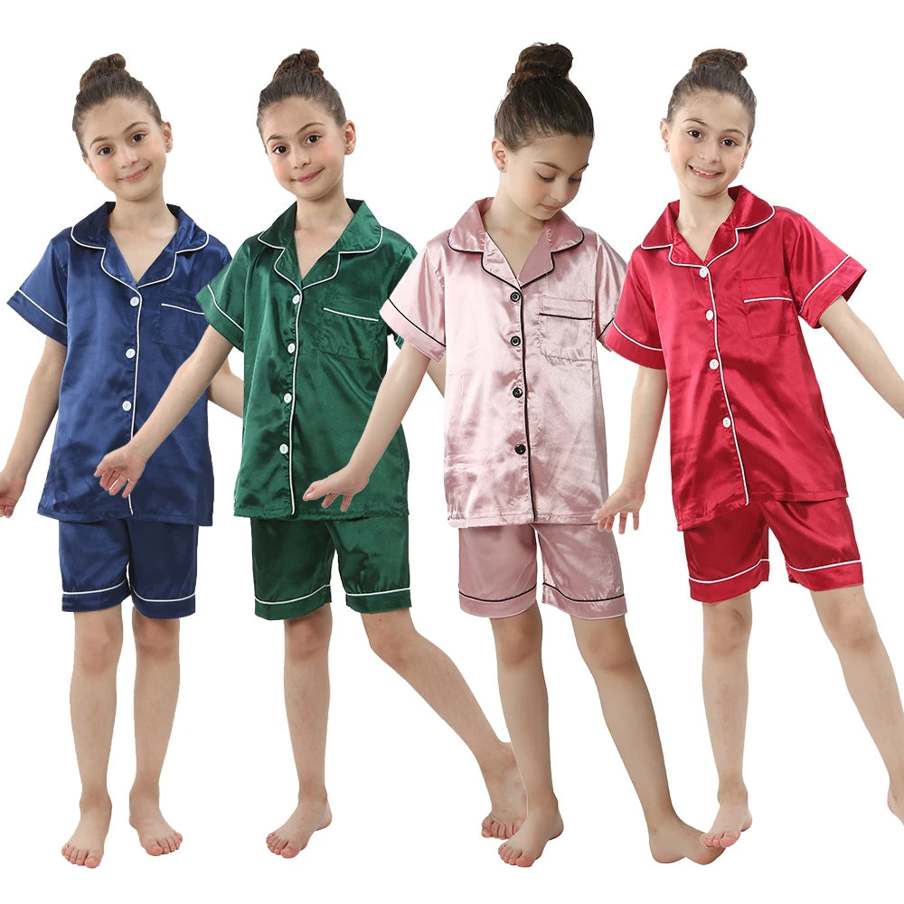 Kids Satin Silk Pajama Sets