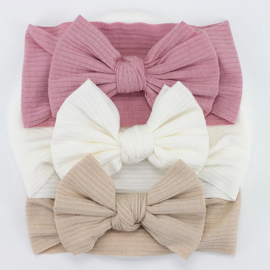 3Pcs/Lot Knit Baby Headband Bow Newborn Elastic Soft Nylon Headbands For Baby Girl Turban Infant Hair Accessories Kids Headwear