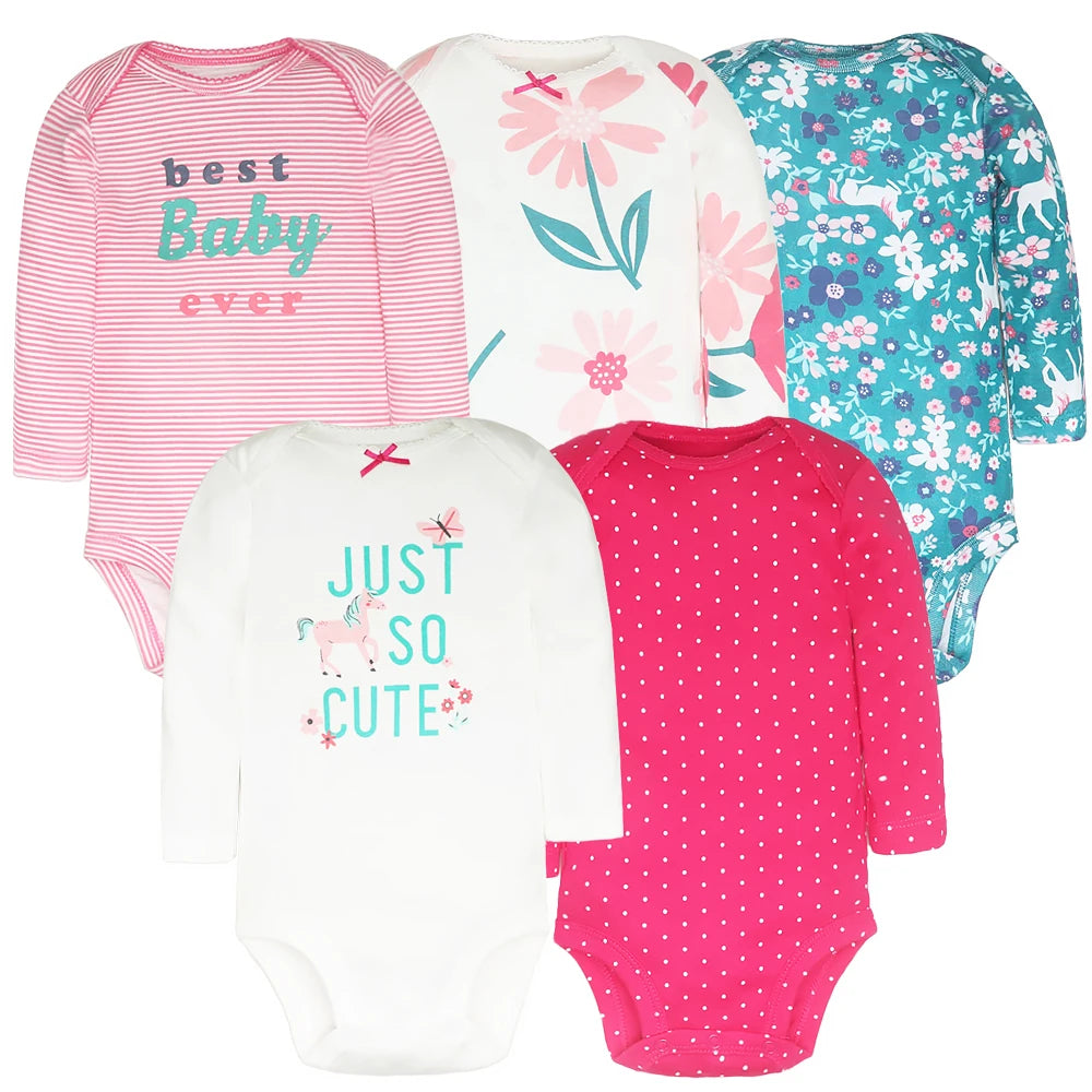 3-5 PCS/LOT Soft Cotton Baby Bodysuits Long Sleeve Newborn Baby Clothing Set Christmas Baby Girls Boys Clothes Infant Jumpsuit