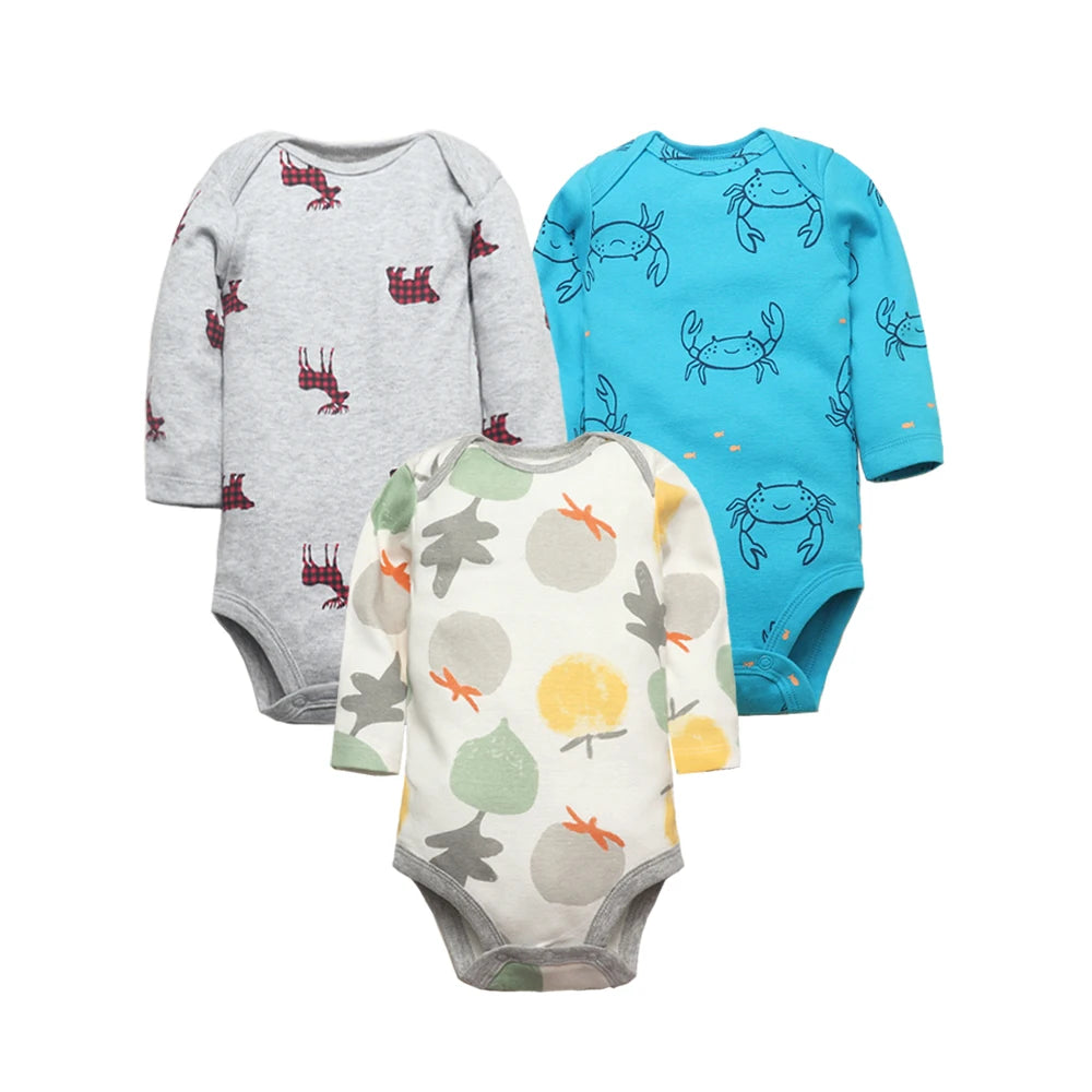 3-5 PCS/LOT Soft Cotton Baby Bodysuits Long Sleeve Newborn Baby Clothing Set Christmas Baby Girls Boys Clothes Infant Jumpsuit