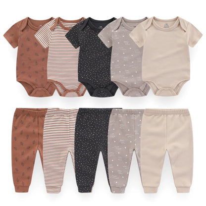 Solid Bodysuits+Pants Sets