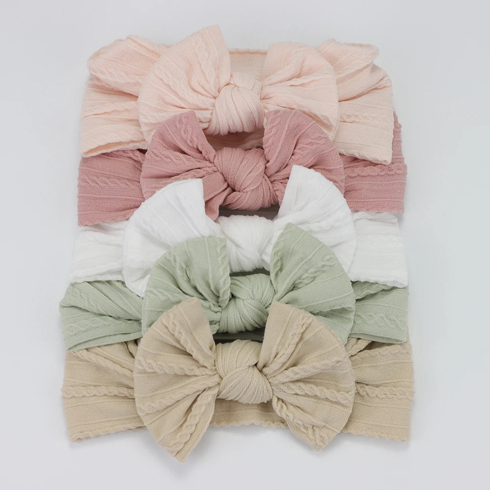 5Pcs Baby Bows Headbands Lot Elastic Knit Newborn Baby Girl Headband Set Children Turban Kids Hair Bands Baby Hair Accessories