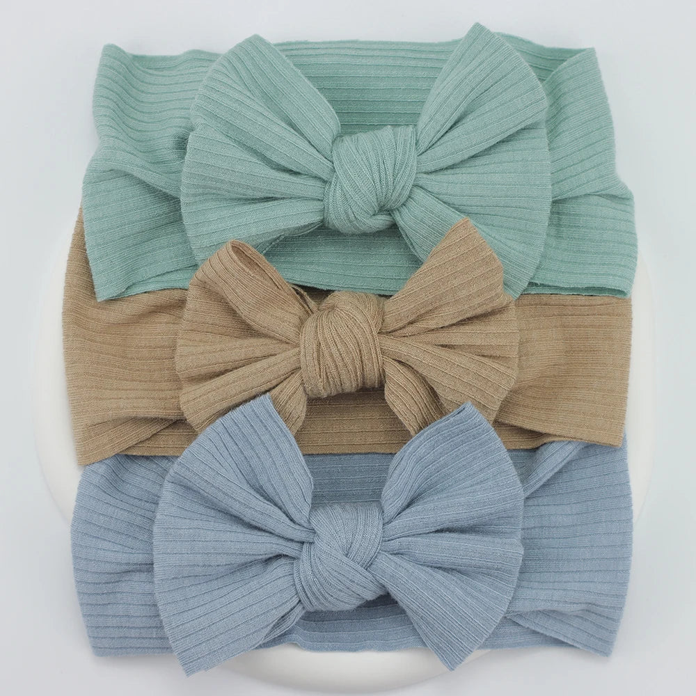 3Pcs/Lot Knit Baby Headband Bow Newborn Elastic Soft Nylon Headbands For Baby Girl Turban Infant Hair Accessories Kids Headwear