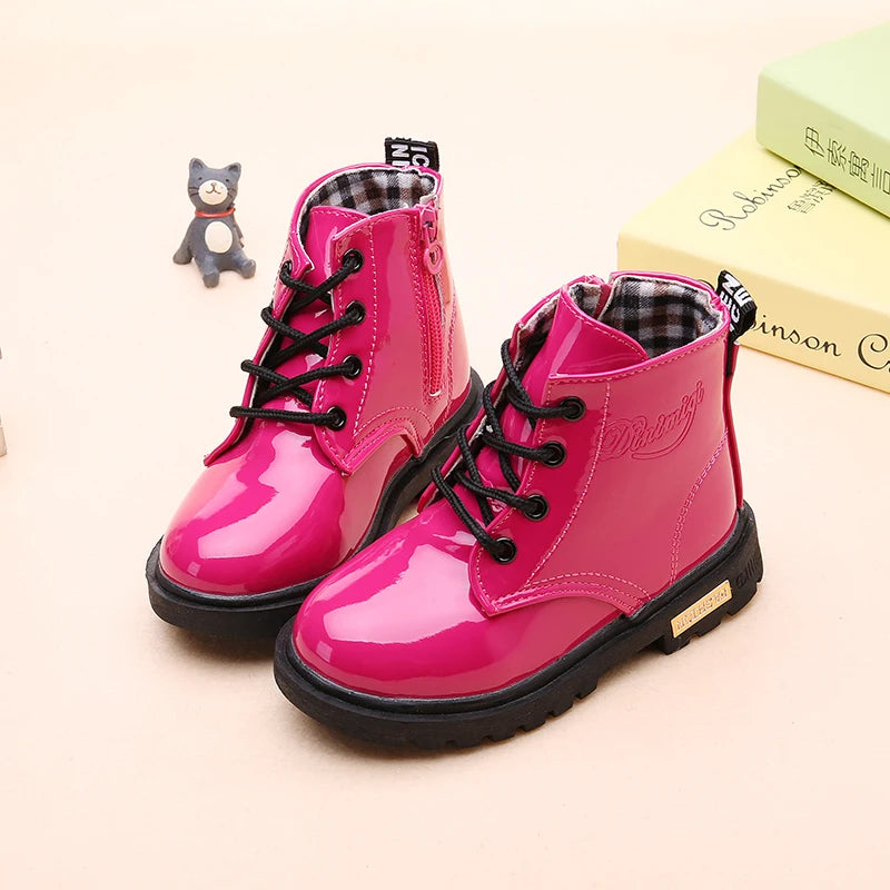 Leather Waterproof Plush Boots