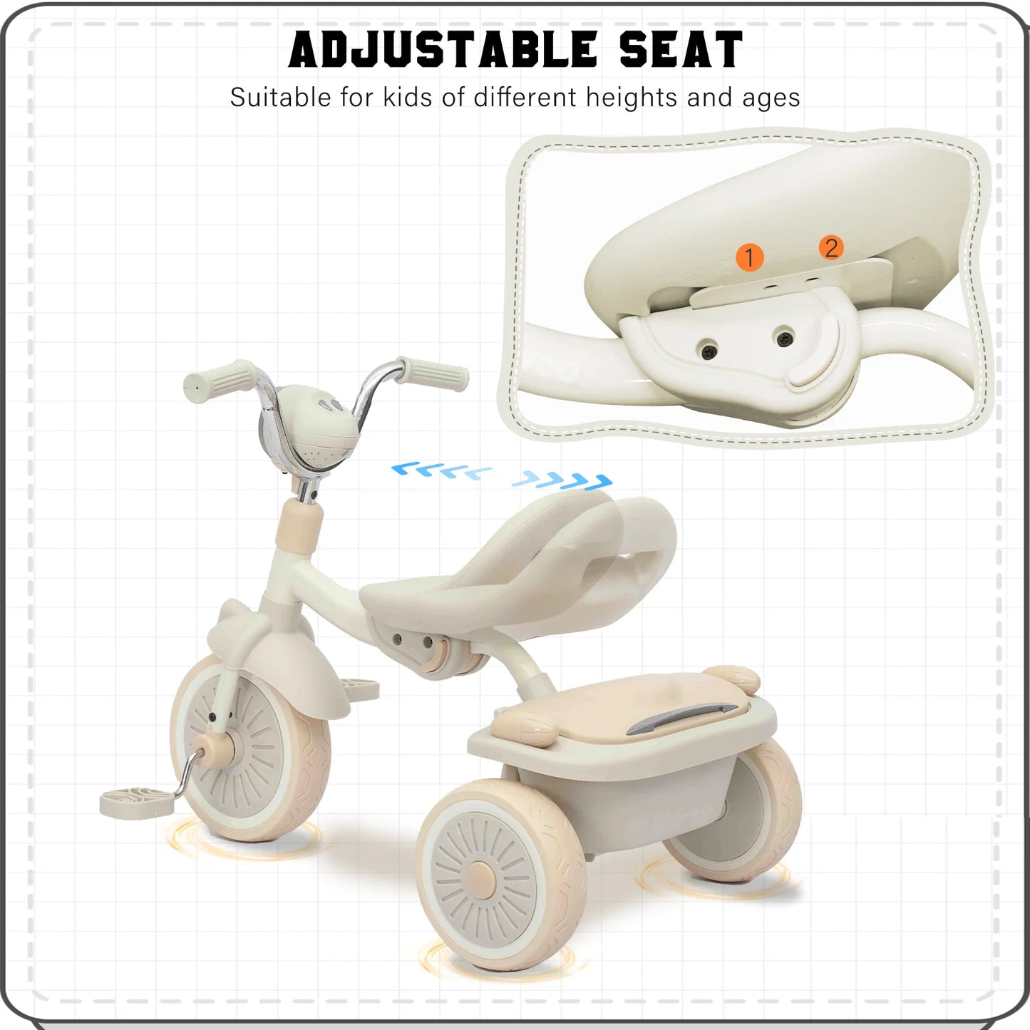 UBRAVOO Baby Foldable Tricycle Trike with Pedals Ages: 1-5 Years