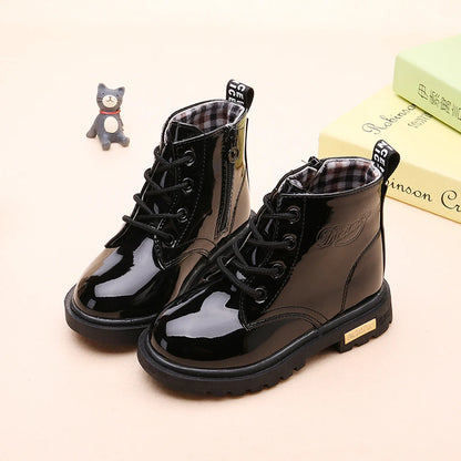 Leather Waterproof Plush Boots