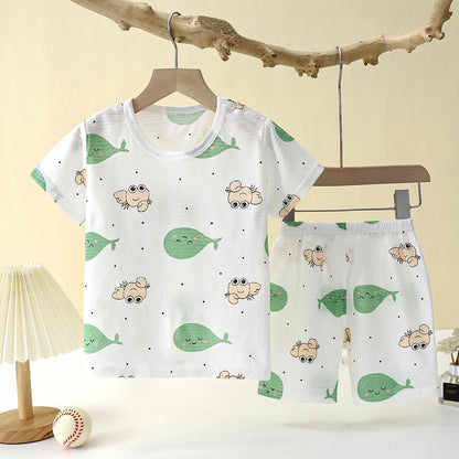 New Summer Children Home Clothing Pajamas Baby Underwear Set Thin Section Kids Clothes Boys Girls Two-piece Clothe Set