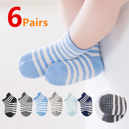 6Pairs Cotton Anti-Slip Socks