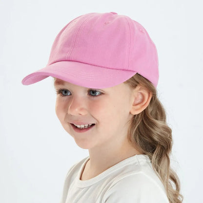 Kids Caps Children Solid Color Cotton Breathable Snapback Cap Baby Cute Adjustable Sunhat Girls Summer Baseball Hats 1-5 Years