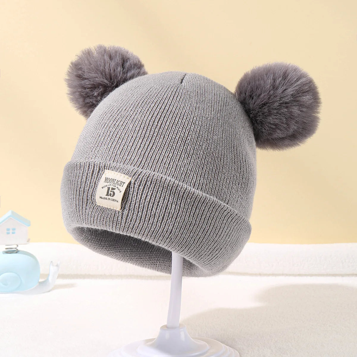 Baby Warm Knitted Hats With Pom