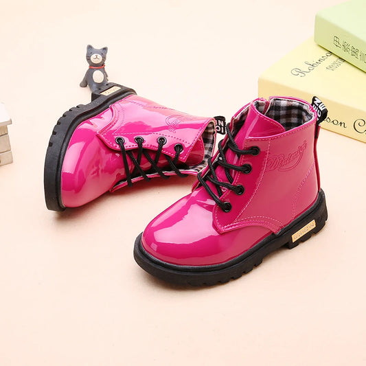 Leather Waterproof Plush Boots