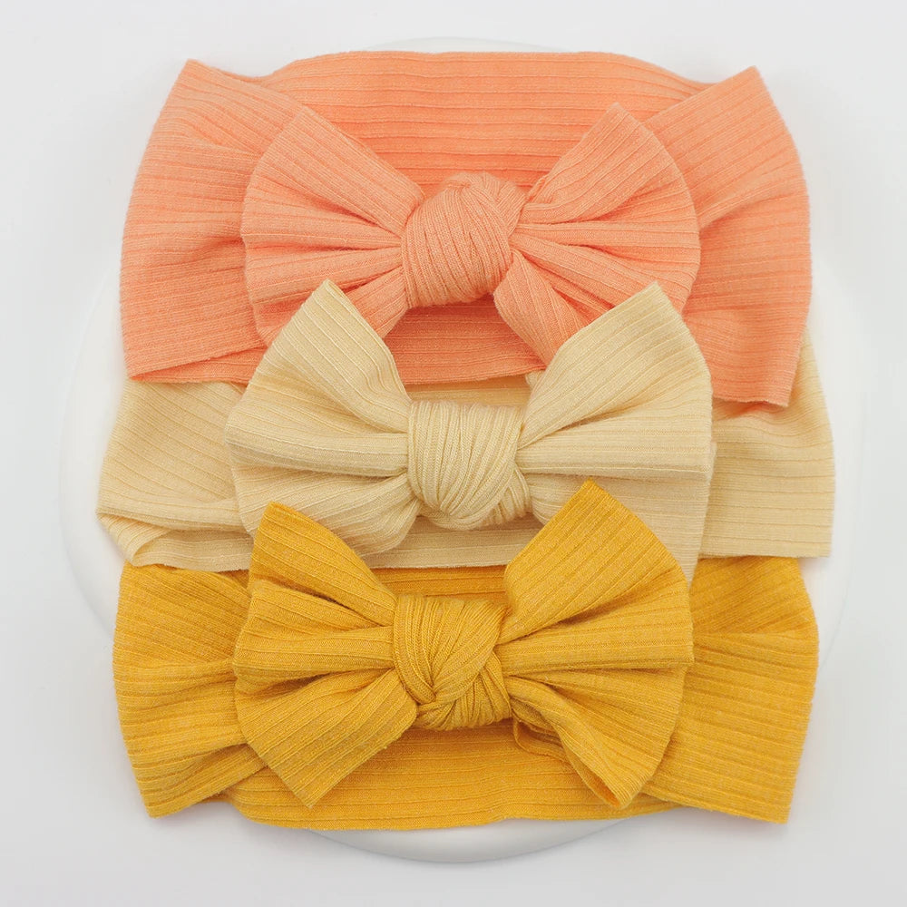 3Pcs/Lot Knit Baby Headband Bow Newborn Elastic Soft Nylon Headbands For Baby Girl Turban Infant Hair Accessories Kids Headwear