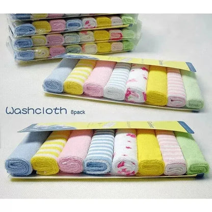 8 Pieces of Baby Bath Towel Soft Face Natural Cotton Feeding Absorbent Small Handkerchief Bib Saliva Towel Baby Shower Gift