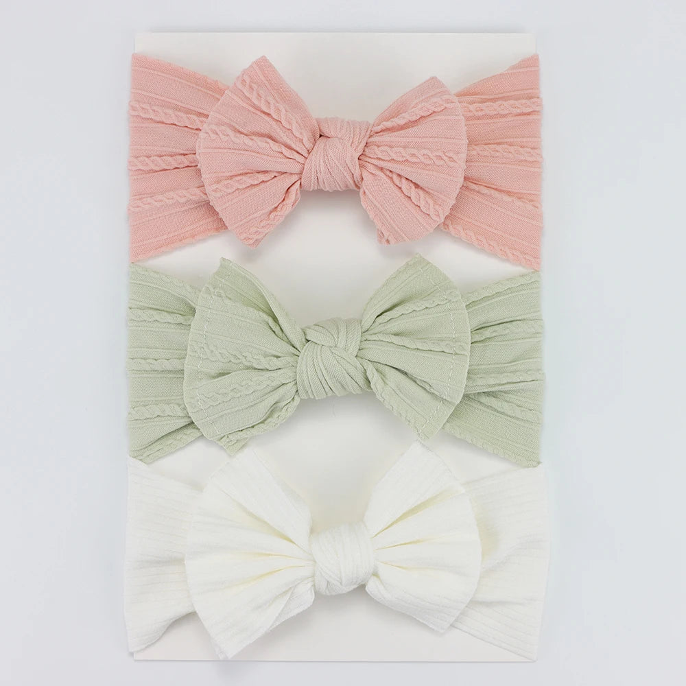 3Pcs/Lot Knit Baby Headband Bow Newborn Elastic Soft Nylon Headbands For Baby Girl Turban Infant Hair Accessories Kids Headwear