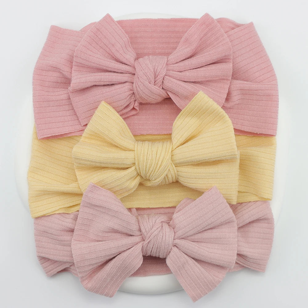 3Pcs/Lot Knit Baby Headband Bow Newborn Elastic Soft Nylon Headbands For Baby Girl Turban Infant Hair Accessories Kids Headwear