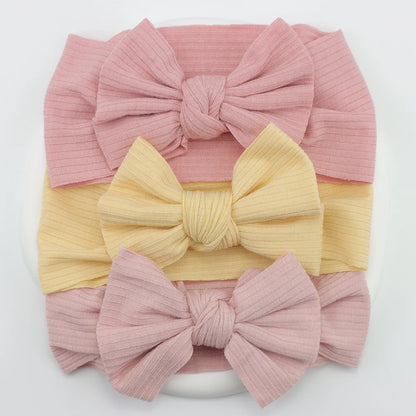 3Pcs/Lot Knit Baby Headband Bow Newborn Elastic Soft Nylon Headbands For Baby Girl Turban Infant Hair Accessories Kids Headwear