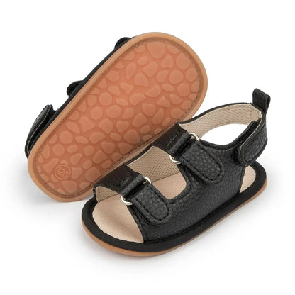 Meckior Summer Baby Sandals Baby Shoes PU Leather Rubber Bottom Sole Anti-Slip Infant First Walker Baby Boy Girl Sandals 0-18M