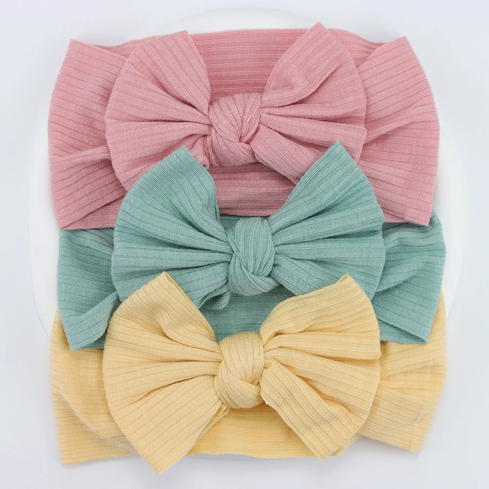 3Pcs/Lot Knit Baby Headband Bow Newborn Elastic Soft Nylon Headbands For Baby Girl Turban Infant Hair Accessories Kids Headwear