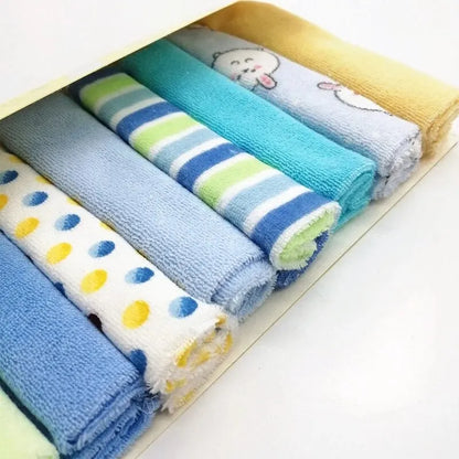 8 Pieces of Baby Bath Towel Soft Face Natural Cotton Feeding Absorbent Small Handkerchief Bib Saliva Towel Baby Shower Gift