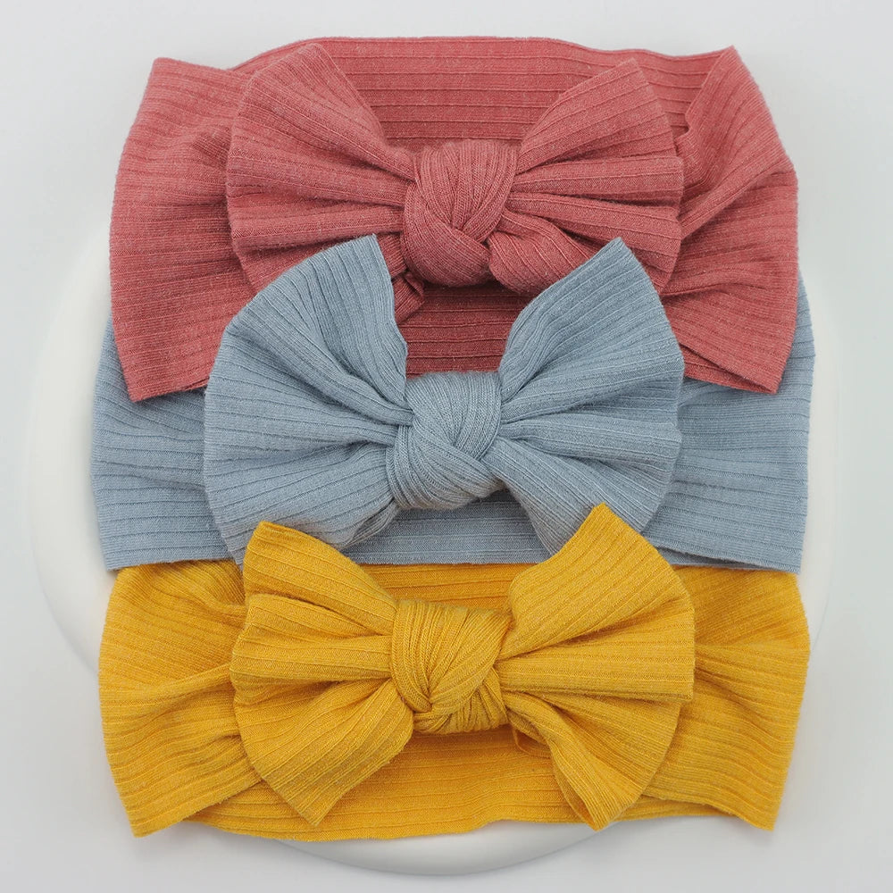 3Pcs/Lot Knit Baby Headband Bow Newborn Elastic Soft Nylon Headbands For Baby Girl Turban Infant Hair Accessories Kids Headwear