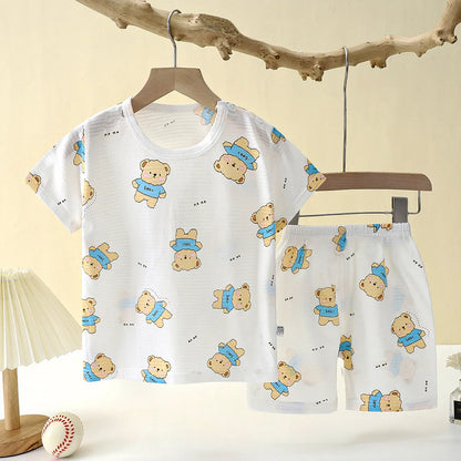 New Summer Children Home Clothing Pajamas Baby Underwear Set Thin Section Kids Clothes Boys Girls Two-piece Clothe Set