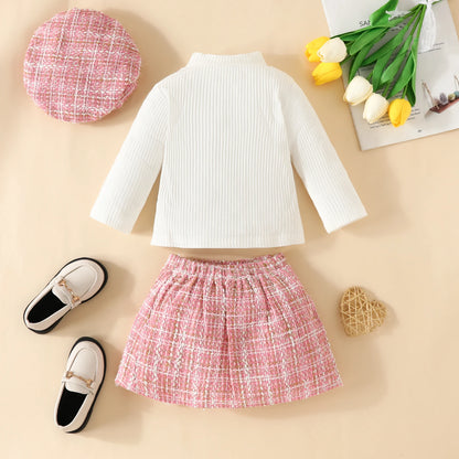 Toddler Ribbed Top & Houndstooth Mini Skirt